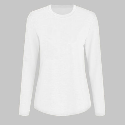 White Base Women Tops Knitting Cotton Long Sleeve Top ODM For Regular Comfort