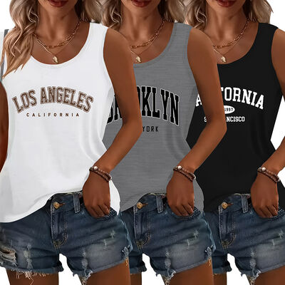 Custom Embroidery Women Tank Tops  Gym  Fitted Plain Ribbed Tank Top