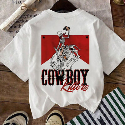 Soft and Durable Large Size Cotton T-shirt with Retro Pattern for Everyday Wear