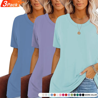 Women's Skin-Friendly Lightweight Eco-Friendly Cotton T-Shirt Casual Round Neck Short Sleeve Shirt
