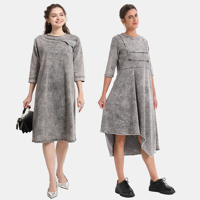 Washed Women Denim Dress Girls Family Matching Summer Business Casual Women