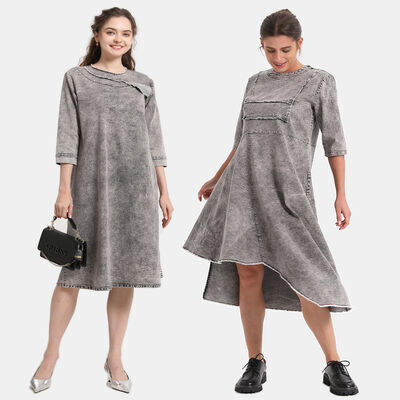 Washed Women Denim Dress Girls Family Matching Summer Business Casual Women