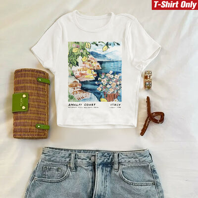 Floral Printing Women T Shirts  Machine Washable 180cm Short Sleeve Black Shirt Womens