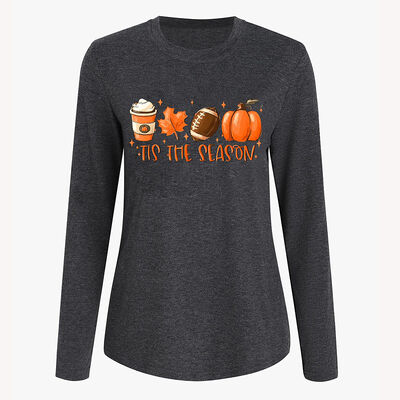 CEM ODM Women Tops Round Neck Black Dark Gray Long Sleeve Top