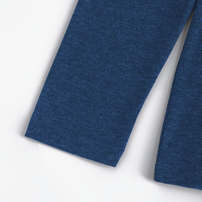 Round Neck Women Tops Personalized Letters Print Long Sleeves T Shirt In Dark Blue