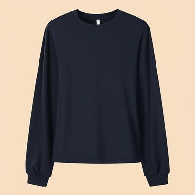 Customizable Dark Blue Long Sleeves Rose ODM T Shirts For Women