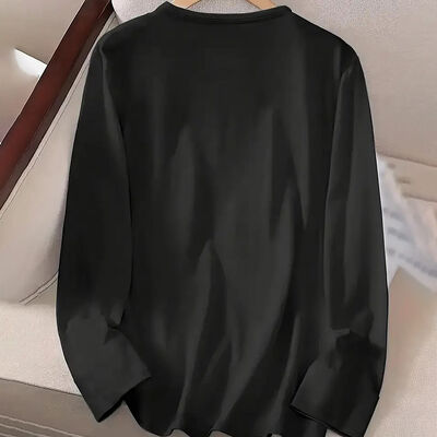 Personalized Print Women Tops Comfortable  Black Long Sleeve Shirt Khaki Color Shirt OEM