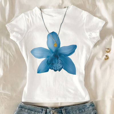 White Womens Basic T Shirts Personalized Patterns  White Long Sleeve Crew Neck XL