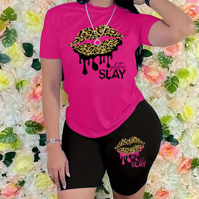 Washable Stylish Women Two Piece Outfits Short Sleeved Co Ord Outfits