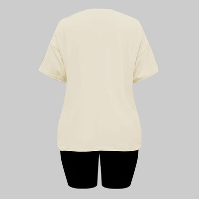 Short Sleeve White Co Ord  Women Breathable Comfortable  2 Piece Set