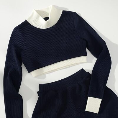 Pullover Closure Women Two Piece Outfits Yellow White  Matching Set Outfits