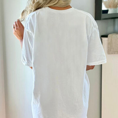 Stylish White Cotton Shirt Women Casual XXL Size   Black Round Neck T Shirt