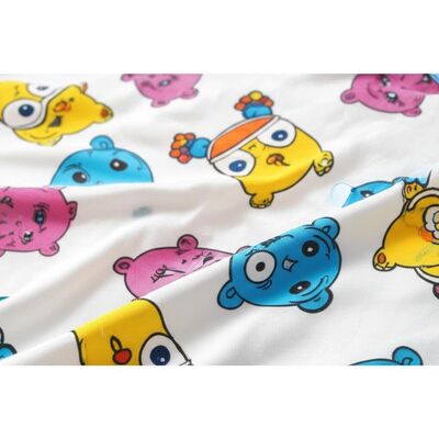 Unisex Cartoon Character Design T-shirt with Round Neck and White/Black Colors for Casual Wear