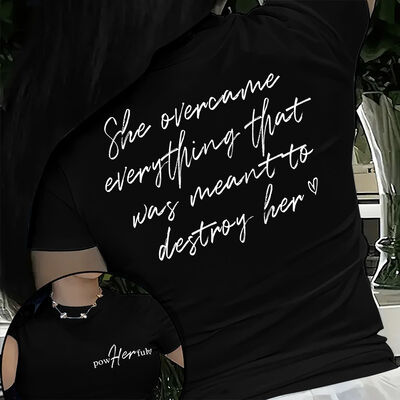 Unisex Cotton T-shirt with Letter Print and Reverse Print Design for Casual Streetwear