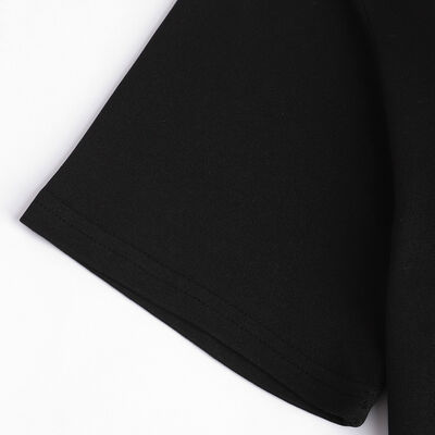 Unisex Cotton T-shirt with Letter Print and Reverse Print Design for Casual Streetwear