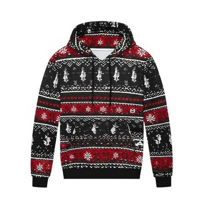 Thickening Cashmere Hoodie Women Christmas Pattern  Anti Wrinkle Cotton Sweatshirts For Women