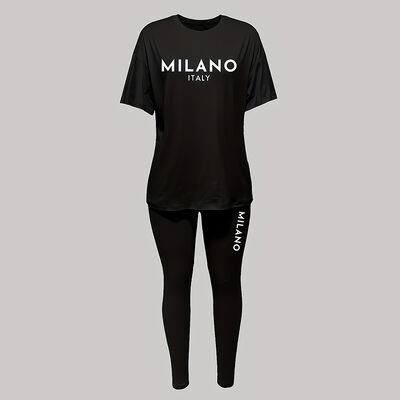 Stylish Black Women Two Piece Outfits 66cm 67cm Summer Two Piece Sets