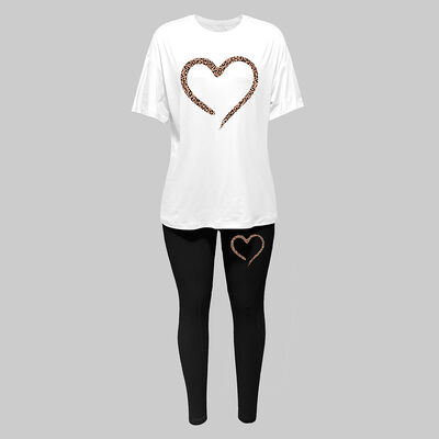 Short Comfortable Women Two Piece Outfits  Love Themed  2 Piece Summer Outfits