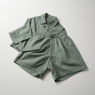 Button Closure Women Two Piece Outfits Cotton Outdoor Two Piece Summer Outfits