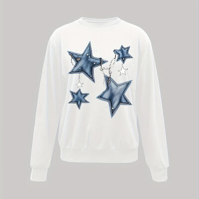Convention Thickness Crew Sweatshirt with Printing Design and Round Collar for Winter