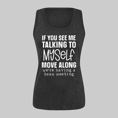 100% Cotton Women Tank Tops Letter Printing Casual  Round Neck Sleeveless Vest