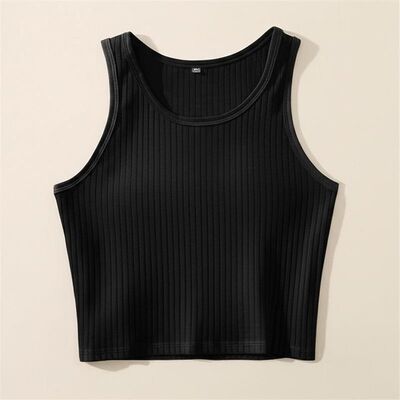 Custom Embroidery Women Tank Tops  Gym  Fitted Plain Ribbed Tank Top