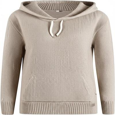 Women's Knitted Hoodie with 420-500g Fabric Weight and Polyester/Cotton Blend for Winter Warmth