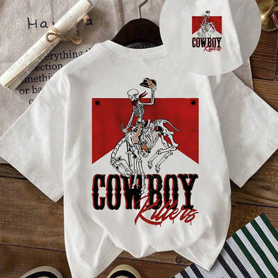 Soft and Durable Large Size Cotton T-shirt with Retro Pattern for Everyday Wear