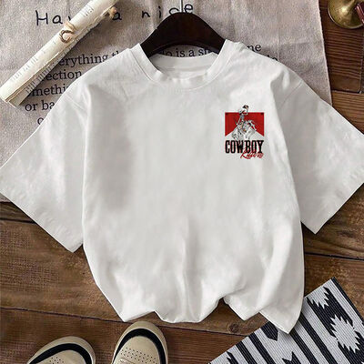 Soft and Durable Large Size Cotton T-shirt with Retro Pattern for Everyday Wear