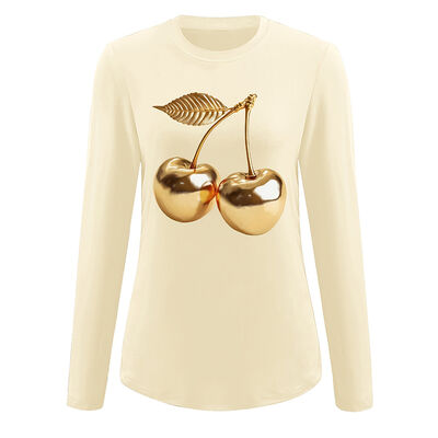 Reversible Mock Neck Oversized Long Sleeve T-Shirt with 3D Printing Custom Logo