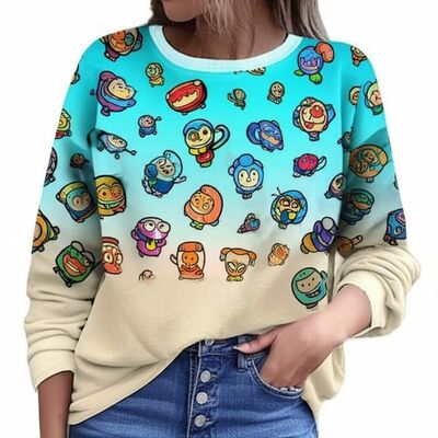 Relaxed Style Long Sleeve Crew Neck T Shirt Gradient Color Round Neck Long Sleeve Top