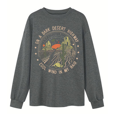 Women's Oversized Custom Cotton Long Sleeve T-Shirt Round Neck Pullover Shirt