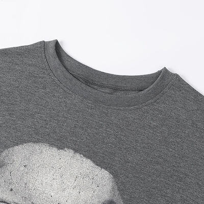 Embroidery Oversized  Women Tops Pullover Custom Logo Crew Neck Hoodies Sweatshirt