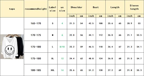 Women's V-neck Hoodie with Smiling Face Print in Cotton/Polyester Blend for Winter Warmth