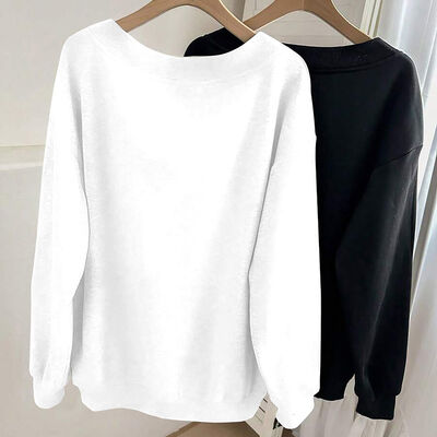 V-neck Zipper Closure Hoodie with No Hood for Women's Casual Winter Wear